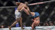 Lando Vannata (Right) performs a somersault in the middle of his fight.